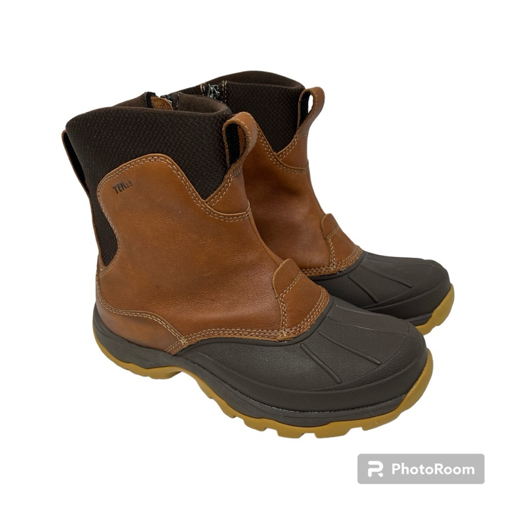 L.L.Bean Storm Chaser TEK2.5 Brown Leather Side Zipper Duck Boots Size 8
